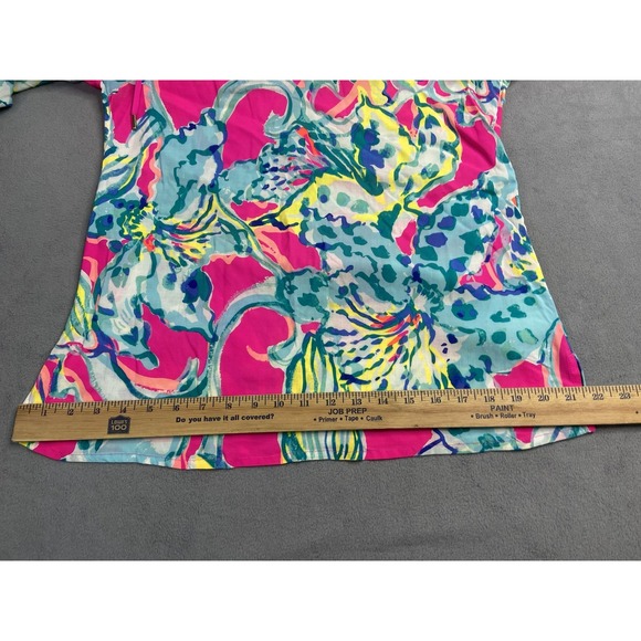 Lilly Pulitzer Blouse Womens XXS Pink Willa Artsy Colorful Rayon Tunic Light - Picture 6 of 9